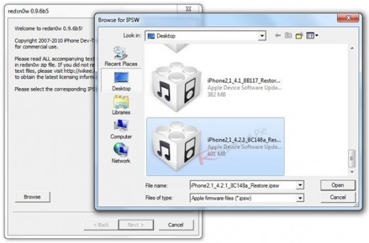 Unlock-Anleitung mit Redsn0w-0.9.6b5