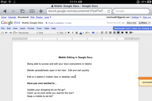 Google Docs am iPad