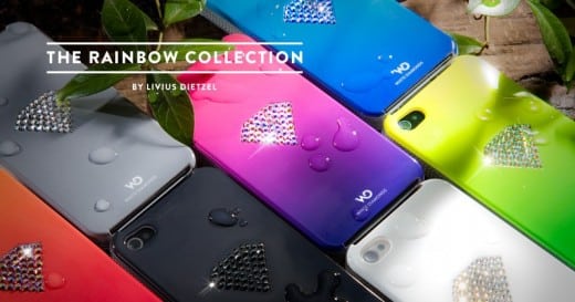 White Diamonds Rainbow Pink Case mit Swarovski Steinen für iPhone 4