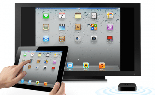 AirPlay Mirroring, gezeigt an einem iPad 2 und AppleTV