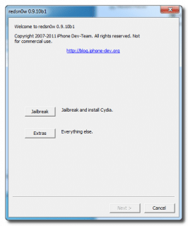3. Schritt: Redsn0w starten und über "Extras" und "Select IPSW" wählen. Unlocker sollten stattdessen "Custom IPSW" wählen und den weiteren Anweisungen folgen. Hast du iOS 5.0.1. bereits am installiert, kannst du direkt am ersten Screen auf "Jailbreak klicken" und zum nächsten Schritt vorspringen.