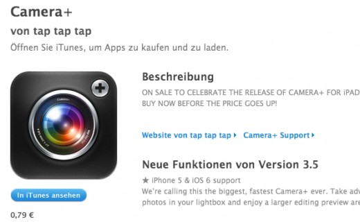 Camera+ für iPad im App Store zu finden